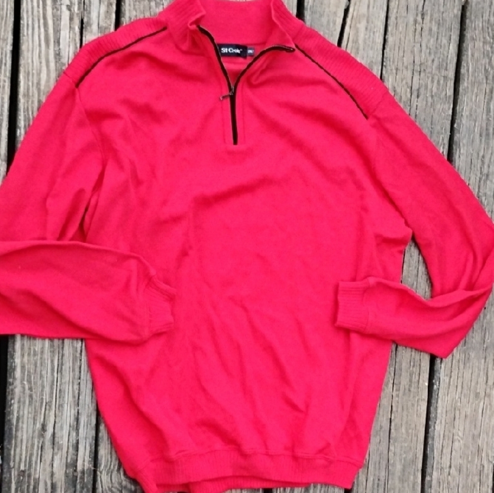 Men's V-Neck Sweater - Red.Black.NWOTS